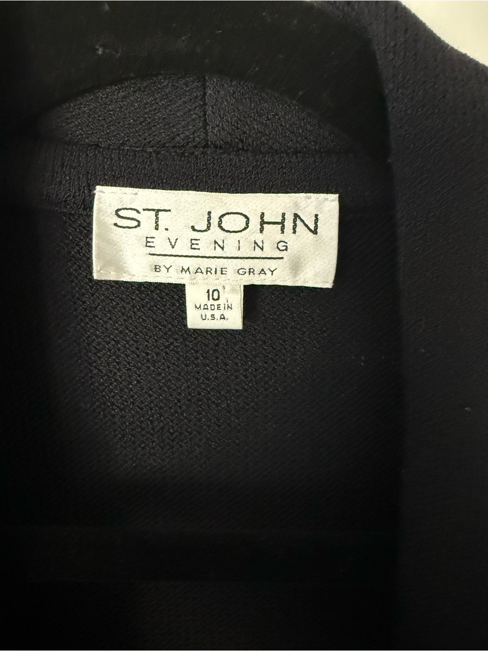 St. John Evening Marie Gray Black Santana Knit Jacket Satin Trim - Picture 6 of 6